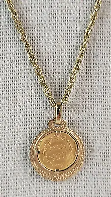 1945 Estados Unidos Mexicanos Dos Pesos Eagle Gold Coin Pendant Necklace • £320.16