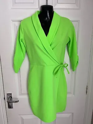 £6.99 • Buy NEW  With Tags Neon Green Wrap Dress Size 8 £29.99