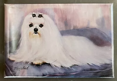 Ruth Maystead Best Friends Color Fridge Magnet Maltese Dog VG Nice Artwork LOOK! • $6