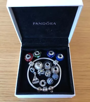Genuine Pandora Moments Sterling Silver Bracelet & Charms With Box • £140