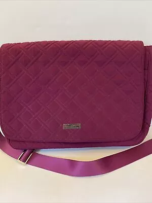 Vera Bradley Purple Laptop Messenger Travel School Bag Case Tote Clean • $22.90