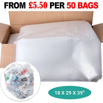£1.99 • Buy Clear HEAVY DUTY 160 GAUGE Refuse Sacks / Bags Strong Bin Liners Rubbish Bag