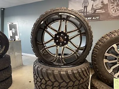 Set Of Brand New 24x14 Moto Metal 6x5.5 Black Machined Rims 33/13.50R24 AMP MTs • $3995