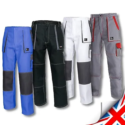 Men Work Trousers Pants Painters Decorators Grey White Black Blue 100% Cotton UK • £19.99
