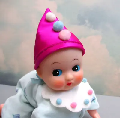 Custom OOAK Vintage Wind-Up Crawling Vinyl Baby Clown Doll & Original Box Japan • $45
