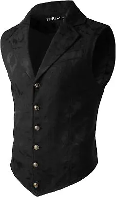 VATPAVE Mens Victorian Suit Vest Steampunk Gothic Waistcoat • $83.24