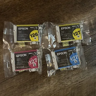 OEM GENUINE Epson 127/126 Ink Cartridge - 4 Pack YELLOW MAGENTA CYAN FRESH • $34.99