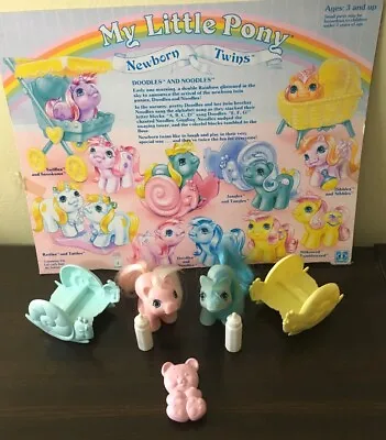 VTG My Little Pony Newborn Twins Doodles Noodles Snail Rockers Bottles Brush G1 • $89.99