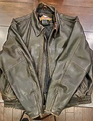 Vintage Harley Davidson Leather Motorcycle Jacket Men's 2XL • $125