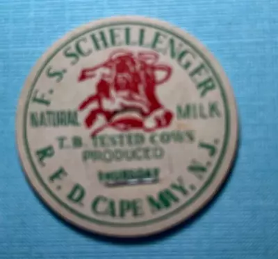 F. S. Schellenger Milk Bottle Cap Cape May NJ - New Jersey  • $9.99