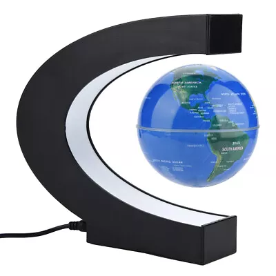 Floating Globe Magnetic Levitation Rotating World Map Globe With LED L 1713 SD • £26.30