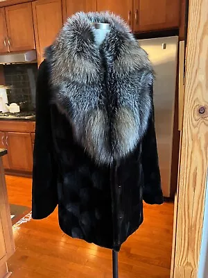 Sheared Mink Coat With Fox Fur Trim • $3500