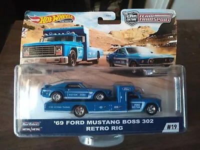 Hot Wheels Team Transport '69 Ford Mustang Boss 302 Retro Rig #19 • $24.30