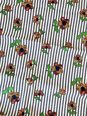 NEW Vintage 1950s COTTON Fabric Calico DAISY On Pillow Ticking Style 4 1/3 Yards • $18.99