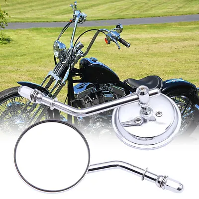 Chrome Round Motorcycle Mirrors For Harley Davidson Softail Dyna Bobber Chopper • $29.93