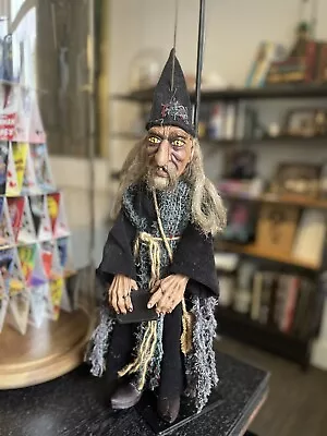 Sinister Wizard Czech Marionette Hand-made Magician Puppet Wood Fabric Resin • $84.99