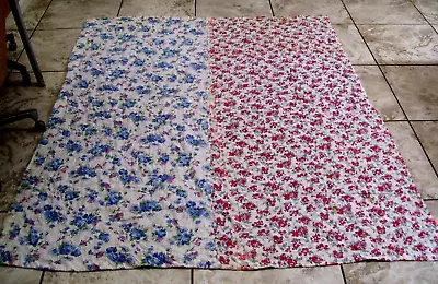 Vtg Red Poppy Blue Rose Flowers Cotton Feed Flour Sack Material Fabric Quilt • $6.99