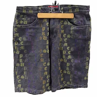 SUPREME Gradient Jacquard Denim Jean Shorts  SS22 Spellout Baggy Skate • $164.95