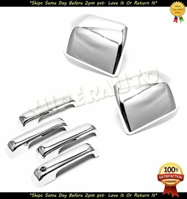 For 2015 2019 2020 Ford F-150 Chrome Mirrors+4dr Handles No Sm Kh Covers Overlay • $39.99