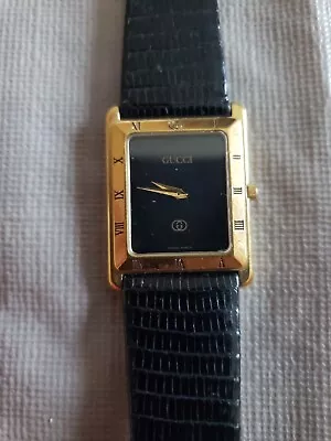 Gucci Watch. Vintage. Rectangular With Black Band. 4200 Fm. 021-871 • $175