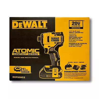 $124.99 • Buy DEWALT DCF809C2 ATOMIC 20V MAX BL Li-Ion 1/4 In. Impact Driver Kit (1.5 Ah) New