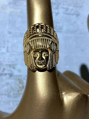 £24.54 • Buy MEN'S 14k Gold Finish Indian Head Ring Size 6-13 New Drop Mens Ring