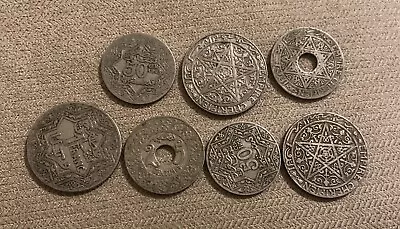 7 OLD Morocco Coins Empire Cherifien Centimes Franc Moroccan LOT • $29.99