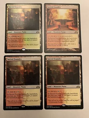 MTG Magic The Gathering GTC GRN Regular Rare SACRED FOUNDRY X4 - 1 Is FOIL • $49.99