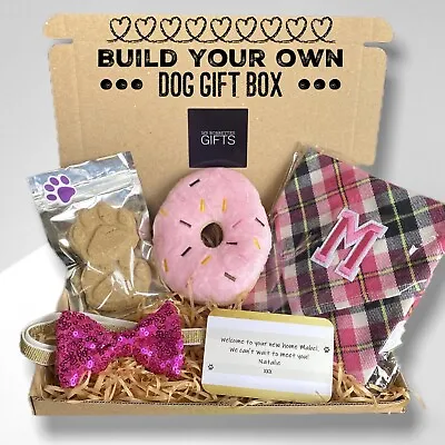 £9.99 • Buy Build Your Own Dog Gift Box, Personalised, New Puppy, Bow Tie, Bandana Treats UK