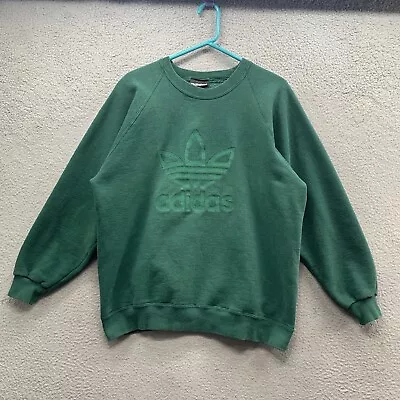 Vintage 90s Adidas Sweatshirt Pullover Logo Crewneck  Men’s Size M Made In USA • $38.90