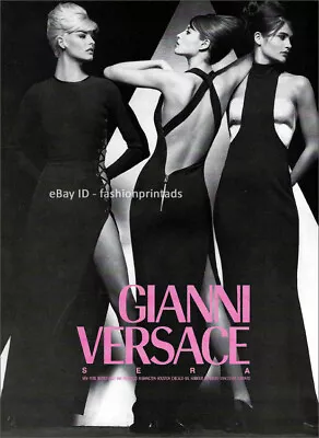 VERSACE 1-Page AD 1991 LINDA EVANGELISTA Christy Turlington HELENA CHRISTENSEN • $20