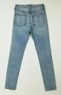 Rag & Bone 24X27 Women Modele Lucy Embroidered Logo Exposed Zip Blue Denim Jeans • $29.99