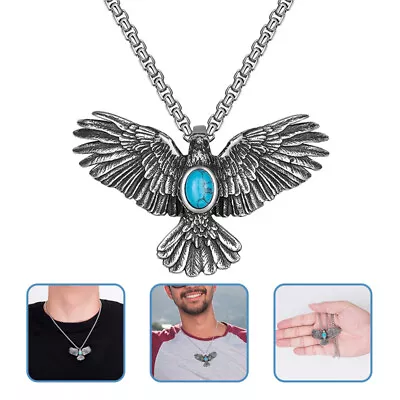  Titanium Steel Eagle Necklace Man Stainless Pendant For Men • £10.75