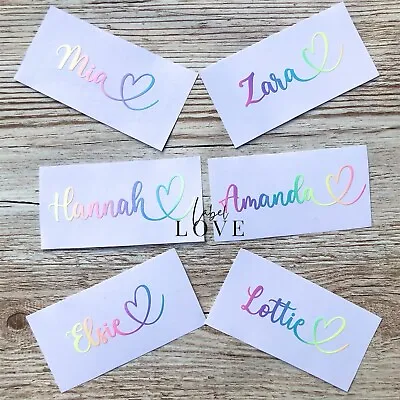 Personalised Pastel Rainbow Ombre Vinyl Name Sticker Water Bottle Lunch Box • £1.75