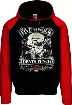 FIVE FINGER DEATH PUNCH SKULL N METAL BAND HOODIES BLACK RED MEN's SIZES • $25.99