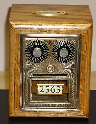 Antique Post Office Box Door Bank-1950 S Corbin Dual Dial  Bullseye -Oak • $65