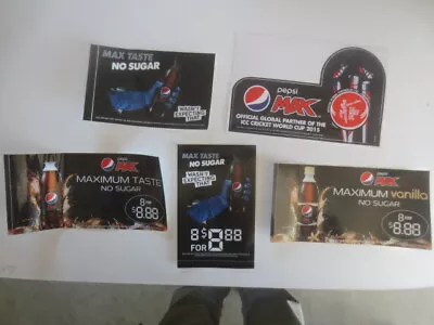 5 Different Australian Issue PEPSI Stickers Largest Size 200mm X 130mm Cricket • $4