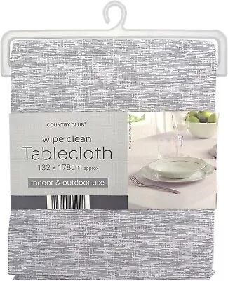 Linen Look Grey Dining Kitchen Tablecloth. Wipe Clean Table Cloth. • £7.95