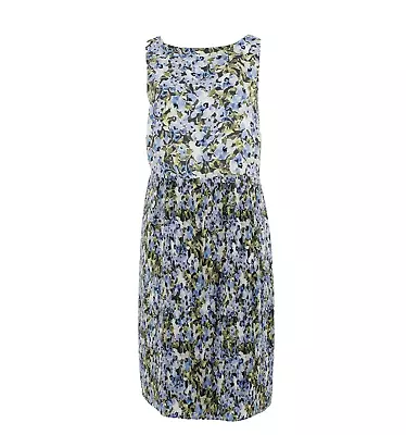 J. Jill Sz M Blue Multi Micro Pleat Skirt Lined 100% Poly Sheath Dress • $24.99