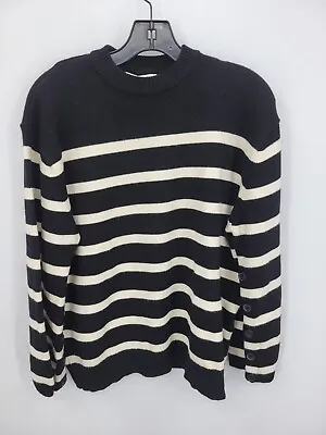 Zara Sweater Womens Small Ivory Black Stripe Nautical Boho Modern Pullover • $18.15