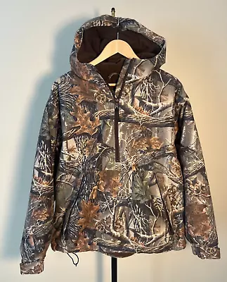 Cabelas $195 Dry-Plus Brown Leafy Cam0 Seclusion 3D Anorak Insulated Jacket Sz L • $19.89