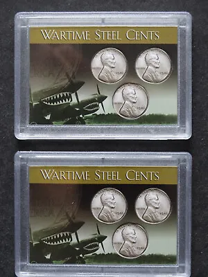 2  Wartime Steel Cents Penny Flying Tigers Frosty Case Snaplock Coin Holder 2X3  • $9.95