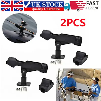 2PCS Adjustable Fishing Rod Pole Mount Stand Bracket Holder For Kayak Canoe Boat • £14.99