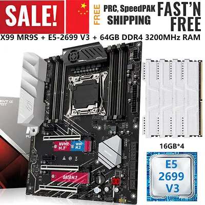 X99 MR9D Motherboard LGA 2011-3 + E5 2699 V3 CPU 64GB DDR4 3200MHz RAM Combo Kit • $419.99