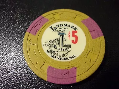 LANDMARK HOTEL CASINO $5 Hotel Casino Gaming Poker Chip - Las Vegas NV • $217.50