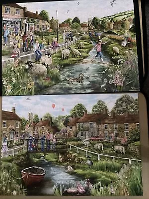 Falcon Deluxe 2x1000 Piece Jigsaws “Village Life” • £1.50