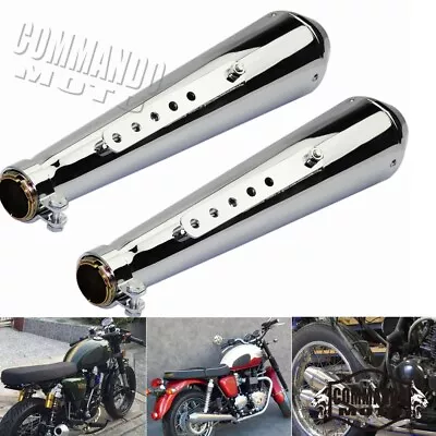 Chrome Motorcycle Shorty Exhaust Muffler Pipes For Harley Dyna Cafe Racer Bobber • $183.52