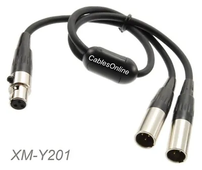 6in Mini XLR 3-Pin Female To 2 Mini XLR 3-Pin Male Lapel Mic Y-Splitter Cable • $24.95