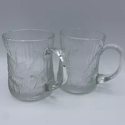 Vintage Arcoroc Canterbury Crocus Clear Embossed Mug Coffee Tea Cup Glass 10 Oz • $12.87
