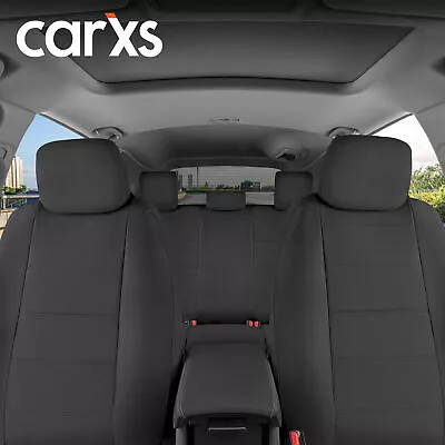 CarXS PU Leather Car Seat Covers Full Set Front & Rear Cover In Black • $44.90